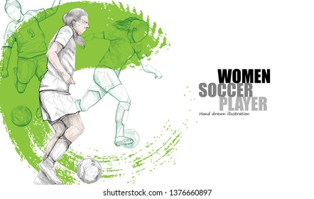 Women Soccer player vector illustration. sport background design. soccer wallpaper