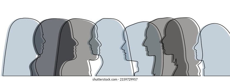 Women social network community and Silhouette group of multiethnic women who talk and share ideas and information. Communication and friendship women or girls of diverse cultures.