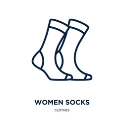 Women Socks Icon From Clothes Collection. Thin Linear Women Socks, Shirt, Fashion Outline Icon Isolated On White Background. Line Vector Women Socks Sign, Symbol For Web And Mobile