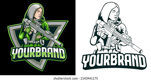 Women Soldier Esport Logo. Mascot Design