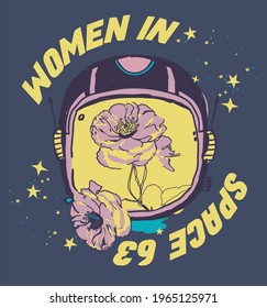 for women, space, moon, astronaut, rocket etc. vector print design