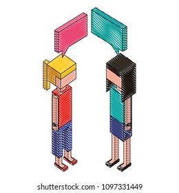 women with speech bubble isometric icon
