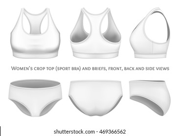 Women sport bra and briefs. Fully editable handmade mesh. Vector illustration.