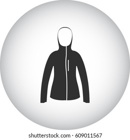 Women sport jacket symbol simple silhouette icon on background