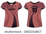 Women Sport Jersey t-shirt design flat sketch Illustration, stripe halftone pattern Round neck t shirt for girl and Ladies Volleyball jersey, Football, badminton, Soccer and netball, Sport uniform kit