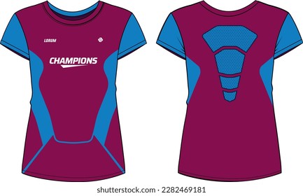 Women Sport Jersey diseño de camisetas de sketch plano Ilustración, patrón abstracto Camiseta de cuello redondo para niñas y damas camiseta de voleibol, fútbol, bádminton, fútbol y netball, kit de uniformes deportivos