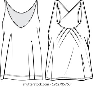 Women sport knit top flat sketch illustration 