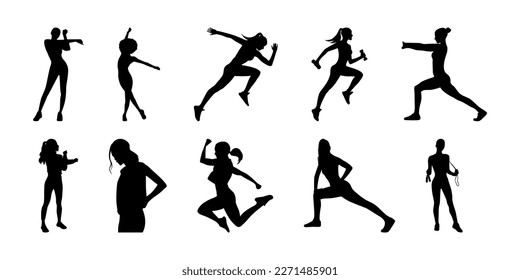 
Women Sport Silhouette Vector Set