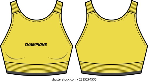 Women Sports bra top active sports Jersey design flat sketch fashion Illustration suitable for girls and Ladies, Vest for Swim, Dance, yoga, gym, running and sports activity