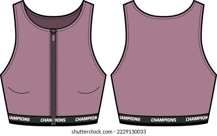 Women Sports bra top active sports Jersey design flat sketch fashion Illustration suitable for girls and Ladies, Vest for Swim, yoga, gym, running and sports activity