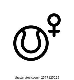 Women in sports. Editable stroke vector icon.