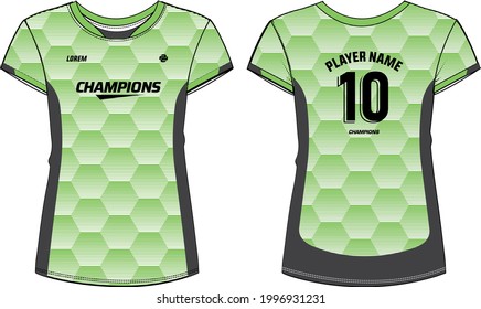 Women Sports Jersey round neck t-shirt design concept Illustration suitable for girls and Ladies for Volleyball jersey, Football, badminton, Soccer, netball and tennis, Sport uniform kit for sports
