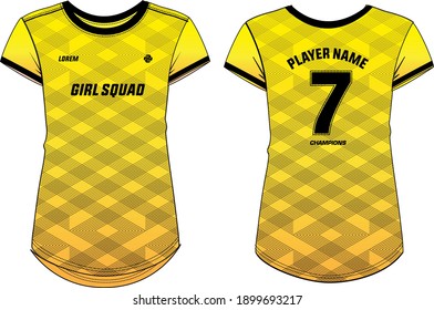 Women Sports Jersey t-shirt design concept Illustration Vector suitable for girls and Ladies for badminton, Soccer, netball, Football, tennis, Volleyball jersey. Sport uniform kit for sports