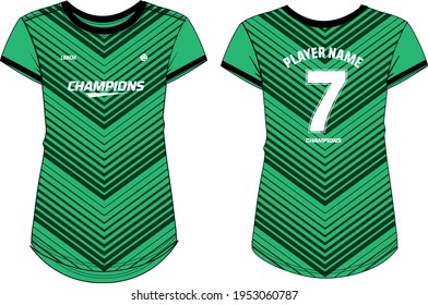 Women Sports Jersey t-shirt design concept Illustration suitable for girls and Ladies for Volleyball jersey, Football, badminton, Soccer, netball and tennis, Sport uniform kit for sports