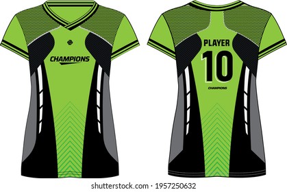 Women Sports Jersey t-shirt design concept Illustration suitable for girls and Ladies for Volleyball jersey, Football, badminton, Soccer, netball and tennis, Sport uniform kit for sports
