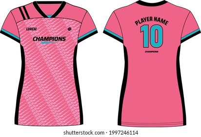 Women Sports Jersey t-shirt design with halftone geometric pattern concept Illustration suitable for girls and Ladies for Volleyball jersey, Football, Soccer and netball, Sport uniform kit for sports