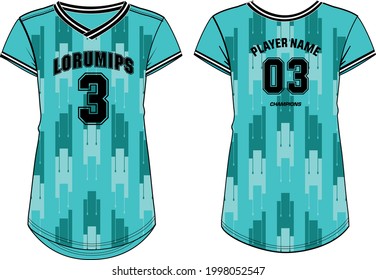 Women Sports Jersey t-shirt design with abstract geometric pattern concept Illustration suitable for girls and Ladies for Volleyball jersey, Football, Soccer and netball, Sport uniform kit for sport