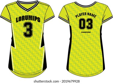 Women Sports Jersey t-shirt design with abstract geometric pattern concept Illustration suitable for girls and Ladies for Volleyball jersey, Football, Soccer and netball, Sport uniform kit for sports