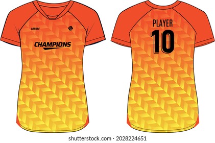 Women Sports Jersey t-shirt design concept Illustration, abstract printed Raglan V Neck t shirt for girls and Ladies Volleyball jersey, Football, badminton, Soccer and netball, Sport uniform kit