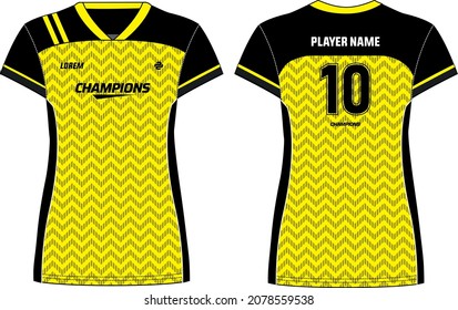 Women Sports Jersey diseño de camisetas con concepto de patrón geométrico abstracto Ilustración adecuada para niñas y damas para camisetas de voleibol, fútbol, fútbol y netball, Juego de uniformes deportivos para deportes