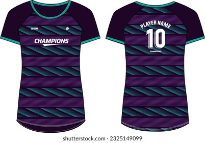 Women Sports Jersey concepto de diseño de camisetas Ilustración, patrón de rayas abstractas redondas Camisas de cuello para camisetas de voleibol de niñas y damas, fútbol, bádminton, fútbol, netball. Kit de uniformes deportivos