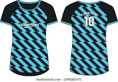 Women Sports Jersey t-shirt design concept Illustration, Rhombus geometric pattern round Neck t shirt for girls and Ladies Volleyball jersey, Football, badminton, Soccer, netball. Sport uniform kit