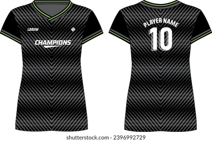 Women Sports Jersey t-shirt design flat sketch illustration with halftone pattern suitable for girls and Ladies for Volleyball jersey, Football, Soccer and netball, Sport uniform kit for sports kit