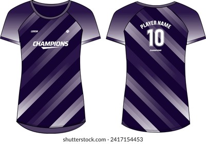 Women Sports Jersey t-shirt design concept Illustration, Abstract stripe pattern round Neck t shirt for girls and Ladies Volleyball jersey, Football, badminton, Soccer, netball. Sport uniform kit
