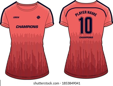 Women Sports t-shirt Jersey design concept Illustration Vector template suitable for girls and Ladies for Soccer, Football, Volleyball. 