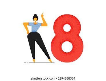 Women in sportswear. Figure eight. International Women's Day. Sport - Vector.