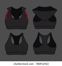 Women sportswear Hooded Bra Padded Design Template