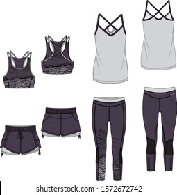 Women Sportswear Set Sketches Vector