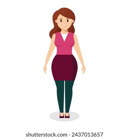 Women stand flat vector illustration on white background