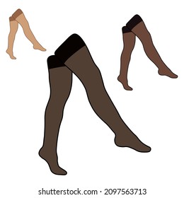 Women stocking in different colours simple minimalist vector icon. Female legs set. Colour attractive foot, vector illustration. Woman leg vector isolated on white background.