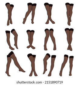 Women stocking flat simple minimalist vector icon. Female legs set. Flat attractive foot, vector illustration. Woman leg vector isolated on white background.