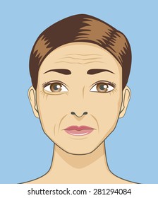 Women strain because aging on face