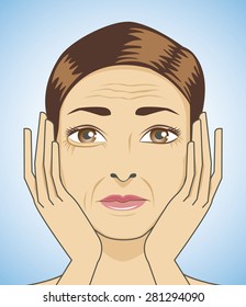 Women strain because aging on face
