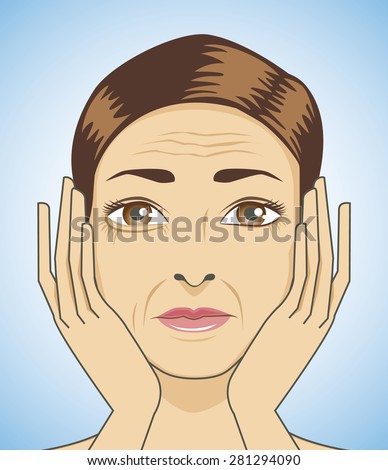 Women strain because aging on face
