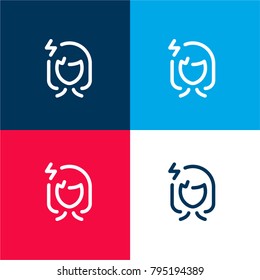 Women Stressed four color material and minimal icon logo set in red and blue