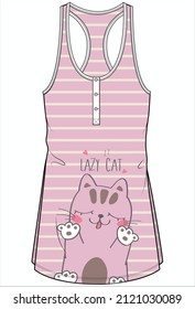 WOMEN STRIPER KNIT DORM DRESS SLIP NIGHTWEAR IN EDITABLE VECTOR FILE