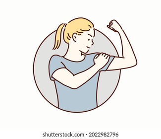 Women are strong. Hand drawn style vector design illustrations.