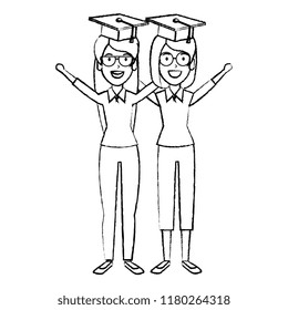 women student celebrating with hat graduation