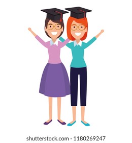 women student celebrating with hat graduation