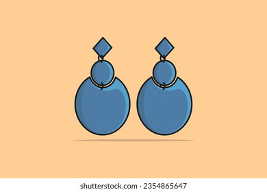 Women stylish jewelry earrings vector illustration. Beauty fashion objects icon concept. Square box shape women earrings jewelry vector illustration.