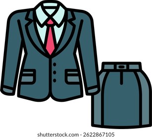 Women suit Line vector Icon Design