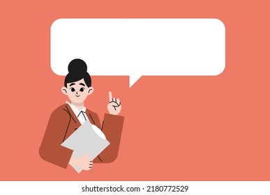 Women in suits and balloons with place to text. Flat style. Vector illustration isolated on white.