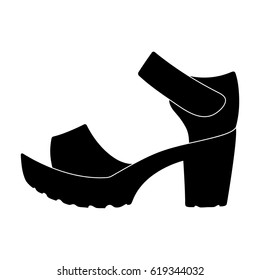 Women summer white sandals on a bare foot.Different shoes single icon in black style vector symbol stock illustration.