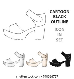 Women summer white sandals on a bare foot.Different shoes single icon in cartoon style vector symbol stock illustration.