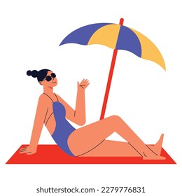 Mujeres Tomándose El Sol En La Playa 2 Ilustración