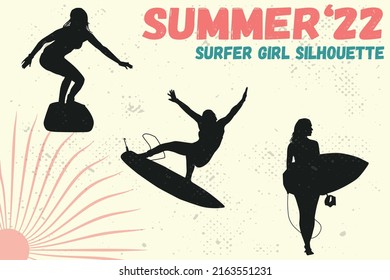 Women Surfers Silhouette Vector Design